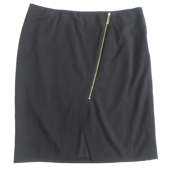 Vince Camuto Black Midi Skirt Gold Zipper, 8 - Picture 1 of 10